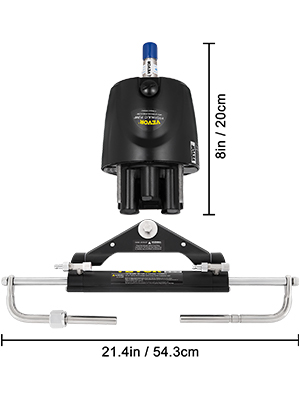VEVOR hydraulic outboard steering kit, 8in height, 21.4in width, black component.