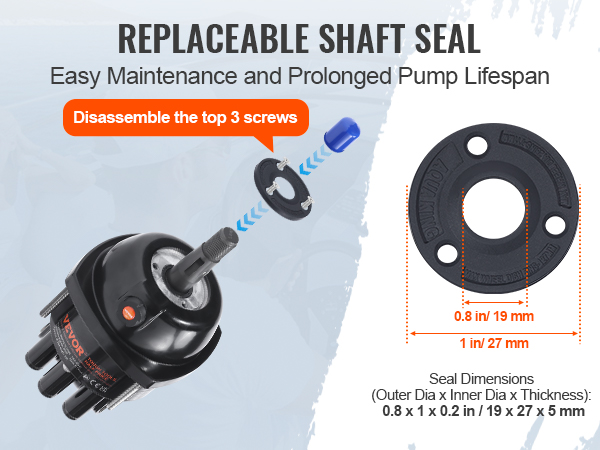 VEVOR hydraulic outboard steering kit: replaceable shaft seal, easy maintenance, and prolonged pump lifespan.