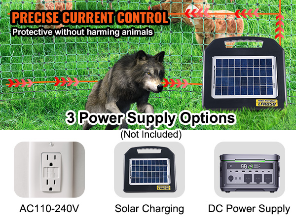VEVOR electric fence netting protects chickens from predators with precise current control and solar power options.