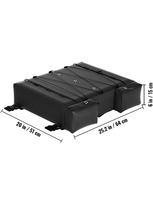 black VEVOR t-top storage bag with dimensions: 25.2 in x 20 in x 6 in, showing measurements in inches.