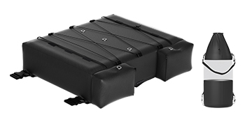 black VEVOR t-top storage bag with multiple compartments and attached securing straps, next to a cylindrical storage pouch.
