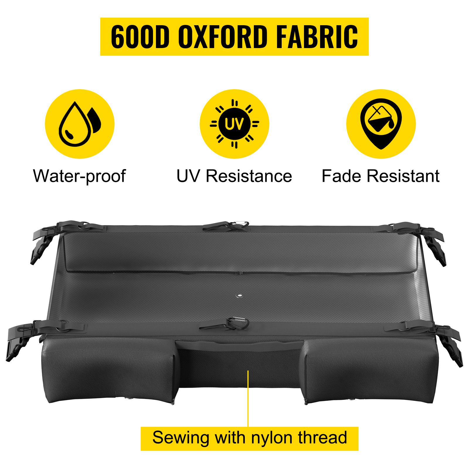 VEVOR t-top storage bag made of 600d oxford fabric, featuring waterproof, uv resistance, and fade resistance.