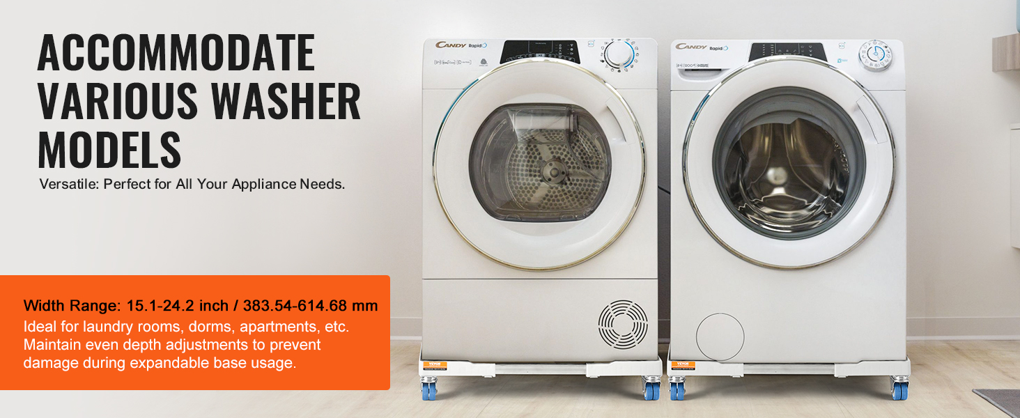 VEVOR mini fridge stand with two washing machines, perfect for laundry rooms and dorms.