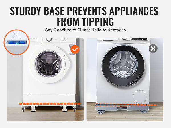 sturdy VEVOR mini fridge stand provides a stable base with 8 leveling tools to prevent appliance tipping.