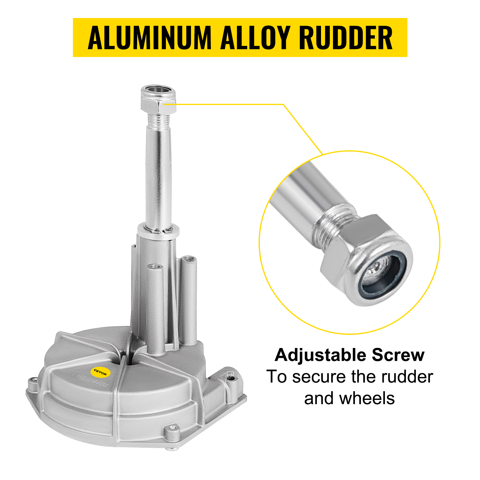 aluminum alloy rudder with adjustable screw for VEVOR boat steering cable.