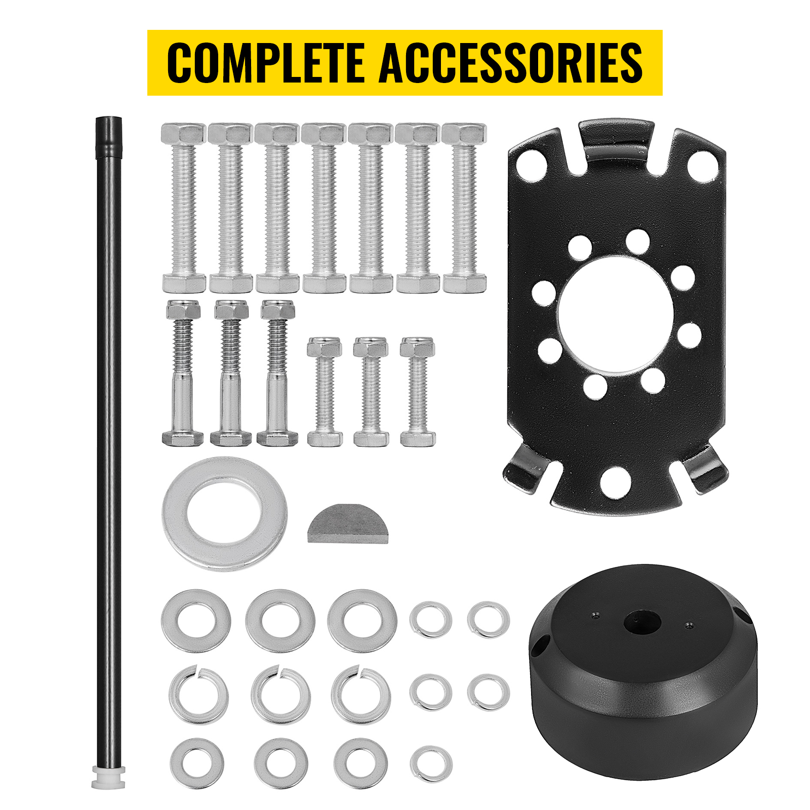 complete accessories for VEVOR boat steering cable, including bolts and washers.
