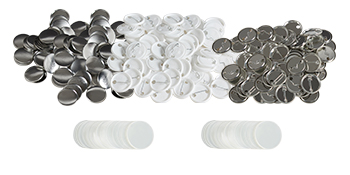 VEVOR button maker parts in different colors organized in groups.