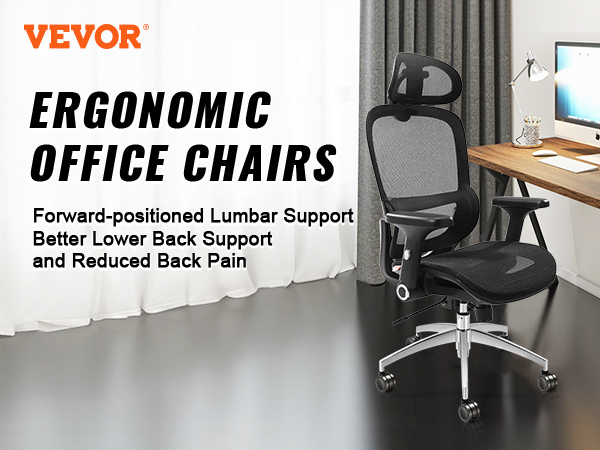 VEVOR ergonomic office chair with forward-positioned lumbar support for better lower back support.