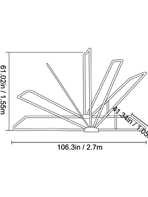 VEVOR motorcycle shelter dimensions: 106.3in length, 61.02in height, 41.34in width.