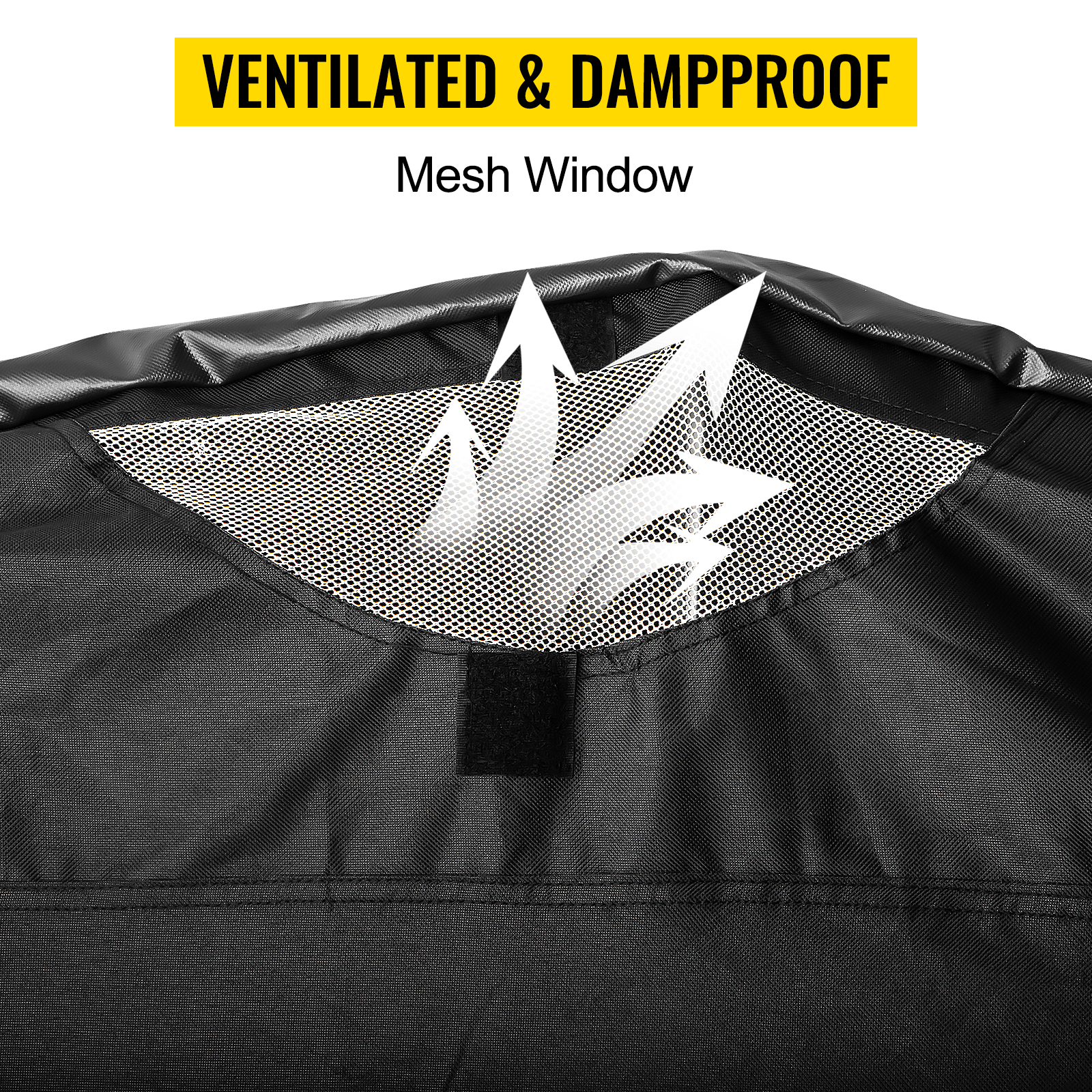 VEVOR motorcycle shelter mesh window, ventilated and dampproof.