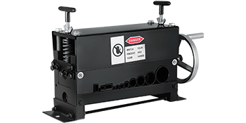 VEVOR wire stripping machine, black with adjustable knobs and various wire entry holes.