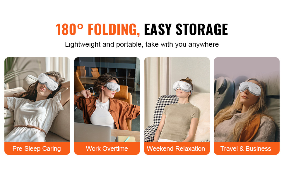 180° folding VEVOR heated eye massager for pre-sleep care, work, relaxation, travel, and business.