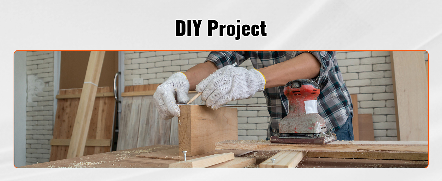 asmuo, crafting medžio su sander ir VEVOR obliumi stovėti, "pasidaryk pats" projektas dirbtuvių.