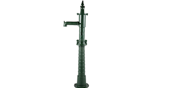 VEVOR hand water pump in green with a vertical handle and spout.