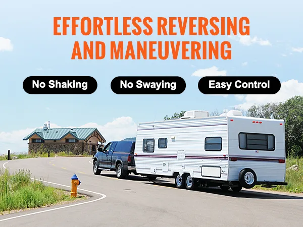 effortless reversing and maneuvering with VEVOR weight distribution hitch for stable trailer towing.