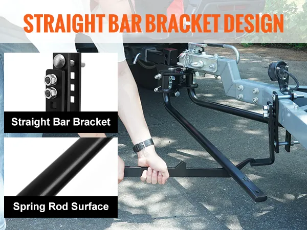 VEVOR weight distribution hitch with straight bar bracket, rust-proof alloy steel construction.