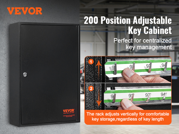 VEVOR key cabinet with 200 adjustable positions for secure and convenient centralized key management.
