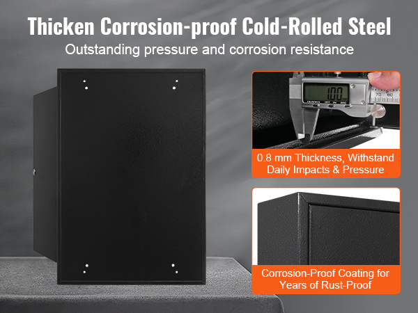 VEVOR key cabinet made of thickened corrosion-proof cold-rolled steel, 0.8 mm thickness withstands impacts.