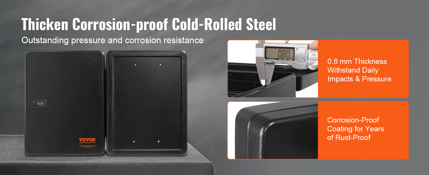 VEVOR key cabinet made of thick corrosion-proof cold-rolled steel with 0.8mm thickness for durability.