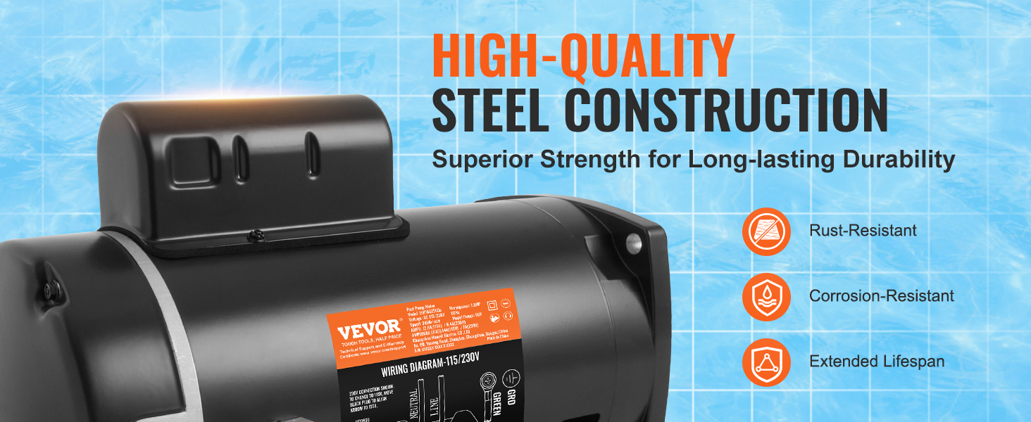 VEVOR high-quality steel construction product, rust and corrosion-resistant, long-lasting durability.
