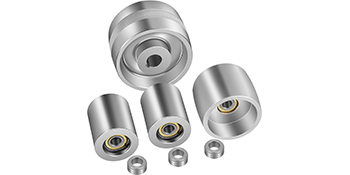 VEVOR belt grinder accessory set with four silver contact wheels and bearings.