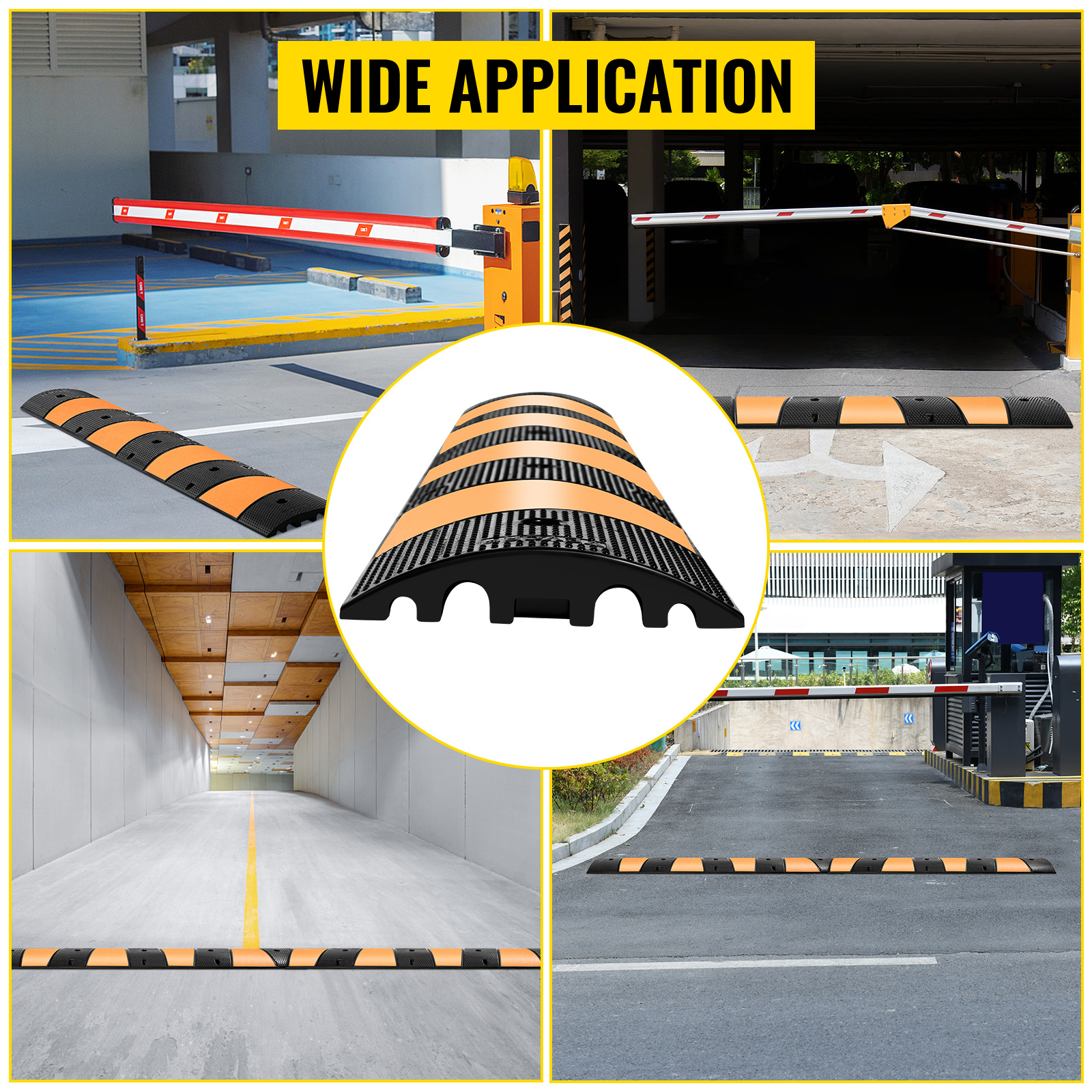 VEVOR rubber speed bump with wide application in parking lots and entrances.