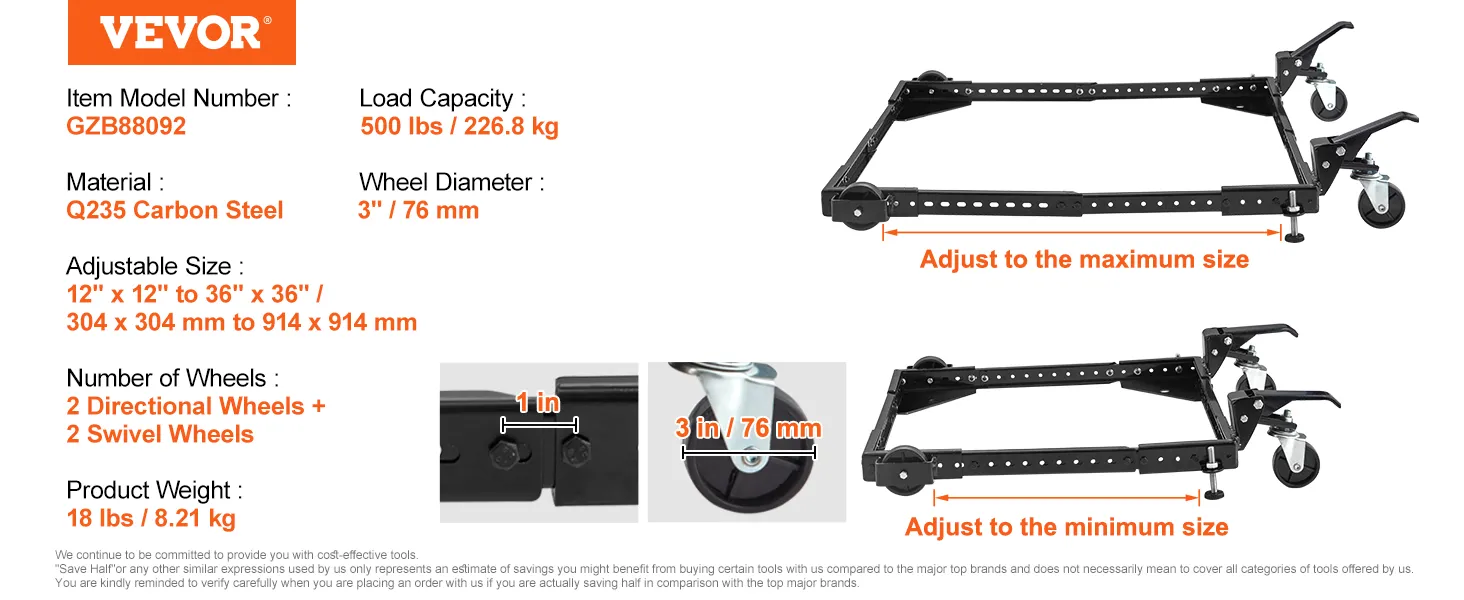 VEVOR mobile base, adjustable 12