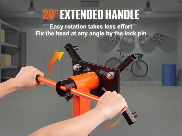 hands using a VEVOR engine stand with a 20