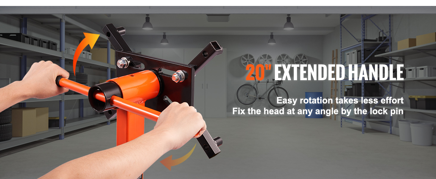 hands using a VEVOR engine stand with a 20