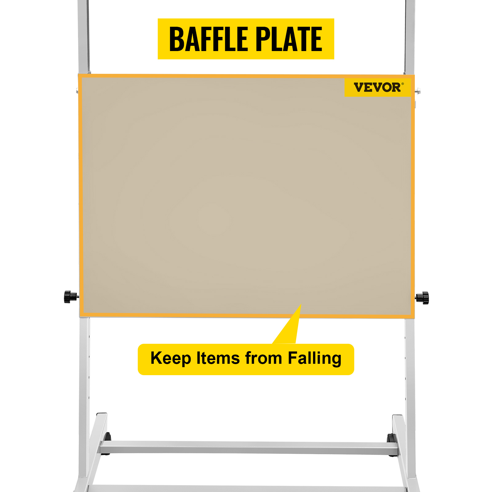 VEVOR stand up lectern with baffle plate to keep items from falling, white frame.