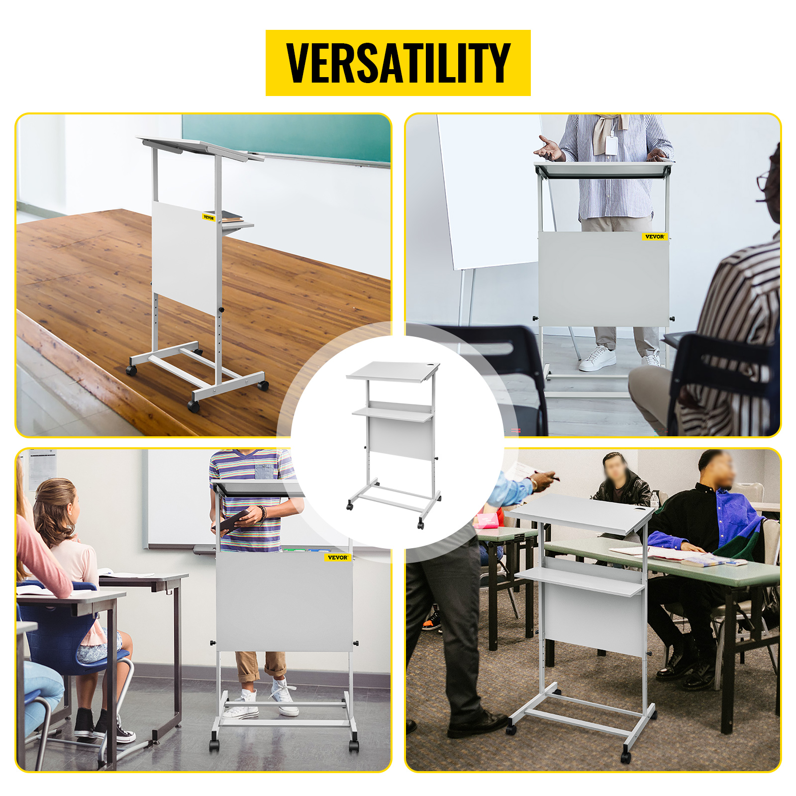 versatile VEVOR stand up lectern in classrooms, lecture halls, and conference rooms.