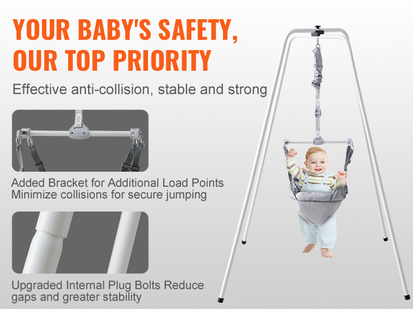 VEVOR baby jumper with added bracket for secure jumping, enhanced anti-collision, and upgraded stability.