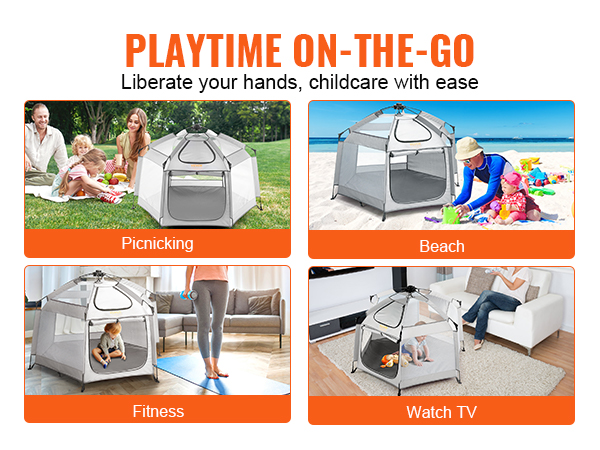 VEVOR baby playpen for picnicking, beach, fitness, and watching tv. liberate your hands with ease.