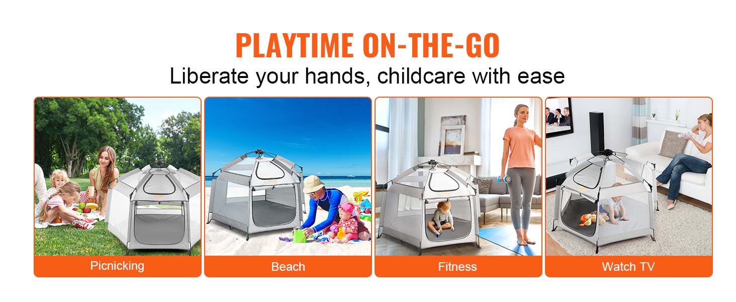 VEVOR baby playpen for picnicking, beach, fitness, and watching tv. liberate your hands with ease.