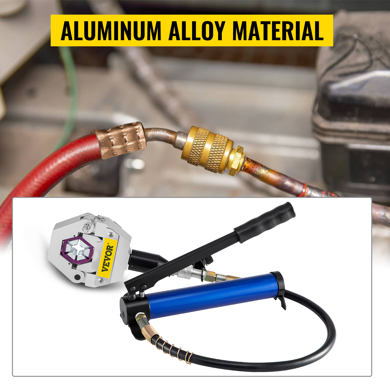 VEVOR ac hose crimper with aluminum alloy material demonstration.