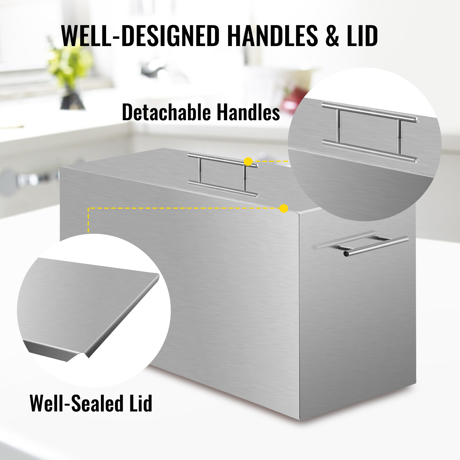 VEVOR water bath canner with detachable handles and well-sealed lid on a kitchen counter.