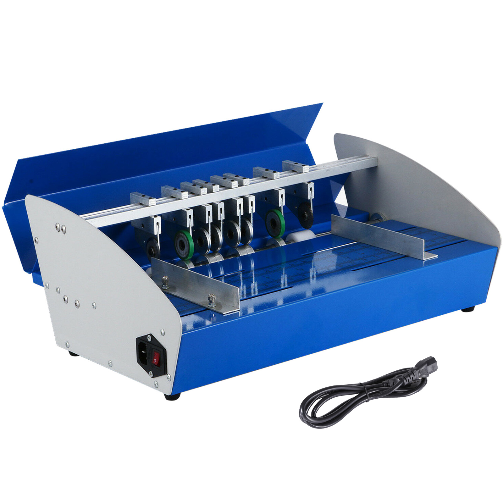 VEVOR electric creasing machine with adjustable blades and power cord.