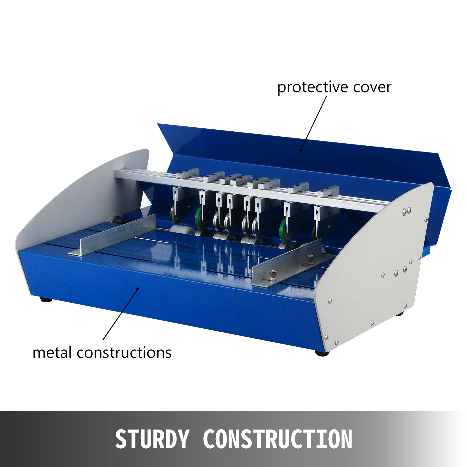 VEVOR electric creasing machine with protective cover and sturdy metal construction.