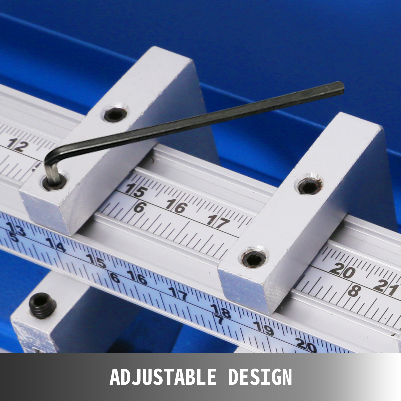 adjustable design of VEVOR electric creasing machine showing ruler and hex key.