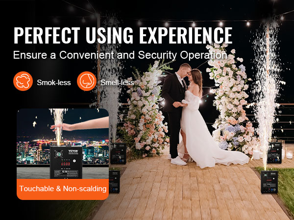 VEVOR spark firework machine for smoke-less, smell-less, touchable, and non-scalding wedding events