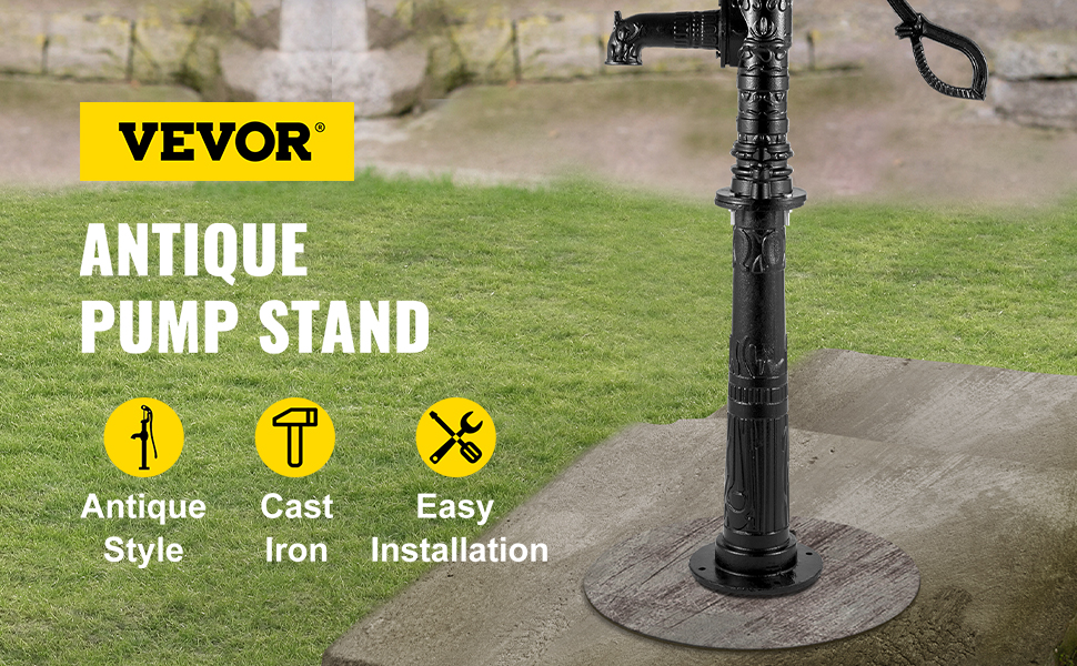VEVOR antique hand water pump stand in cast iron with easy installation.