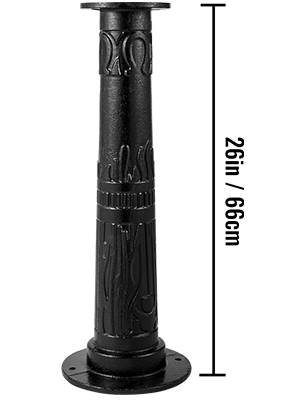 VEVOR antique hand water pump stand, 26in / 66cm, black cast iron with detailed design.