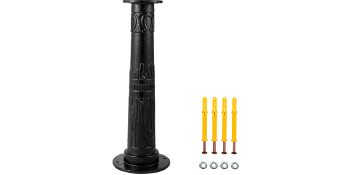 black VEVOR antique hand water pump stand with installation bolts.