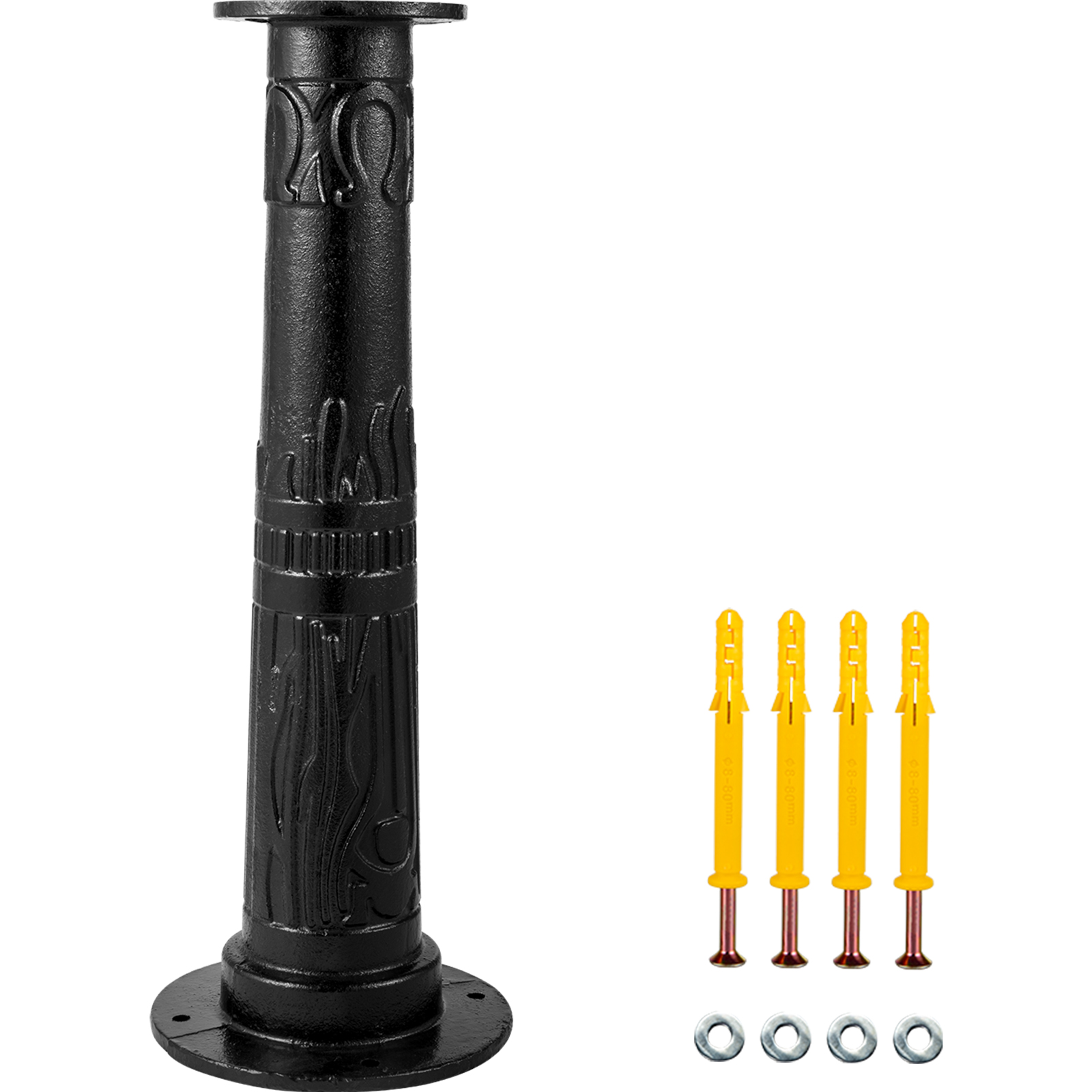 VEVOR antique hand water pump stand with mounting bolts and washers.