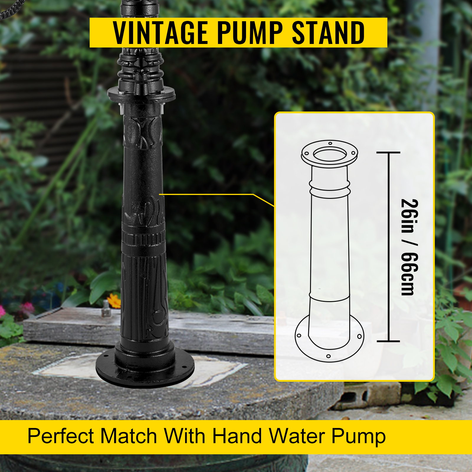 VEVOR antique hand water pump stand, 26in, perfect match with hand water pump.