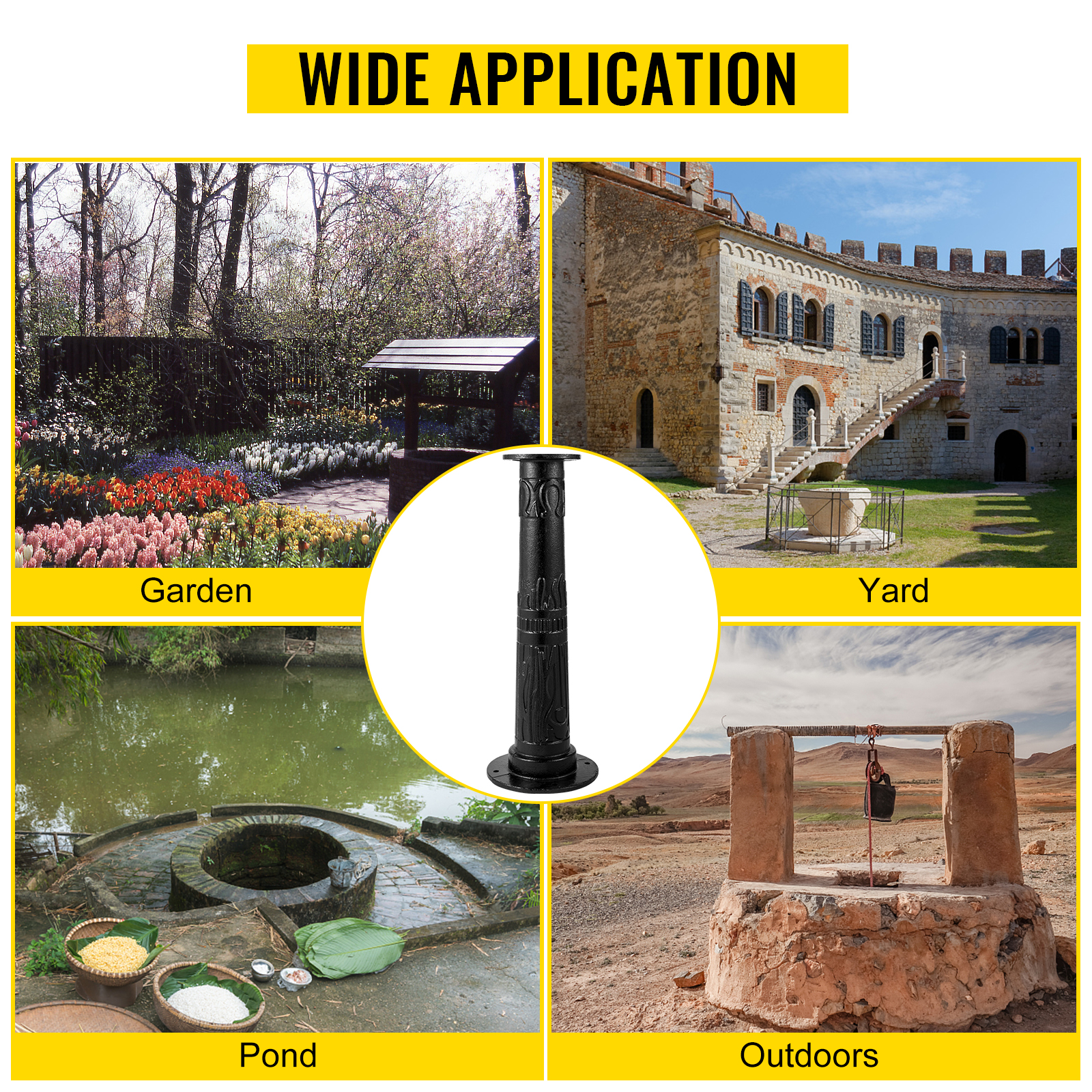 VEVOR antique hand water pump stand, suitable for garden, yard, pond, and outdoors.