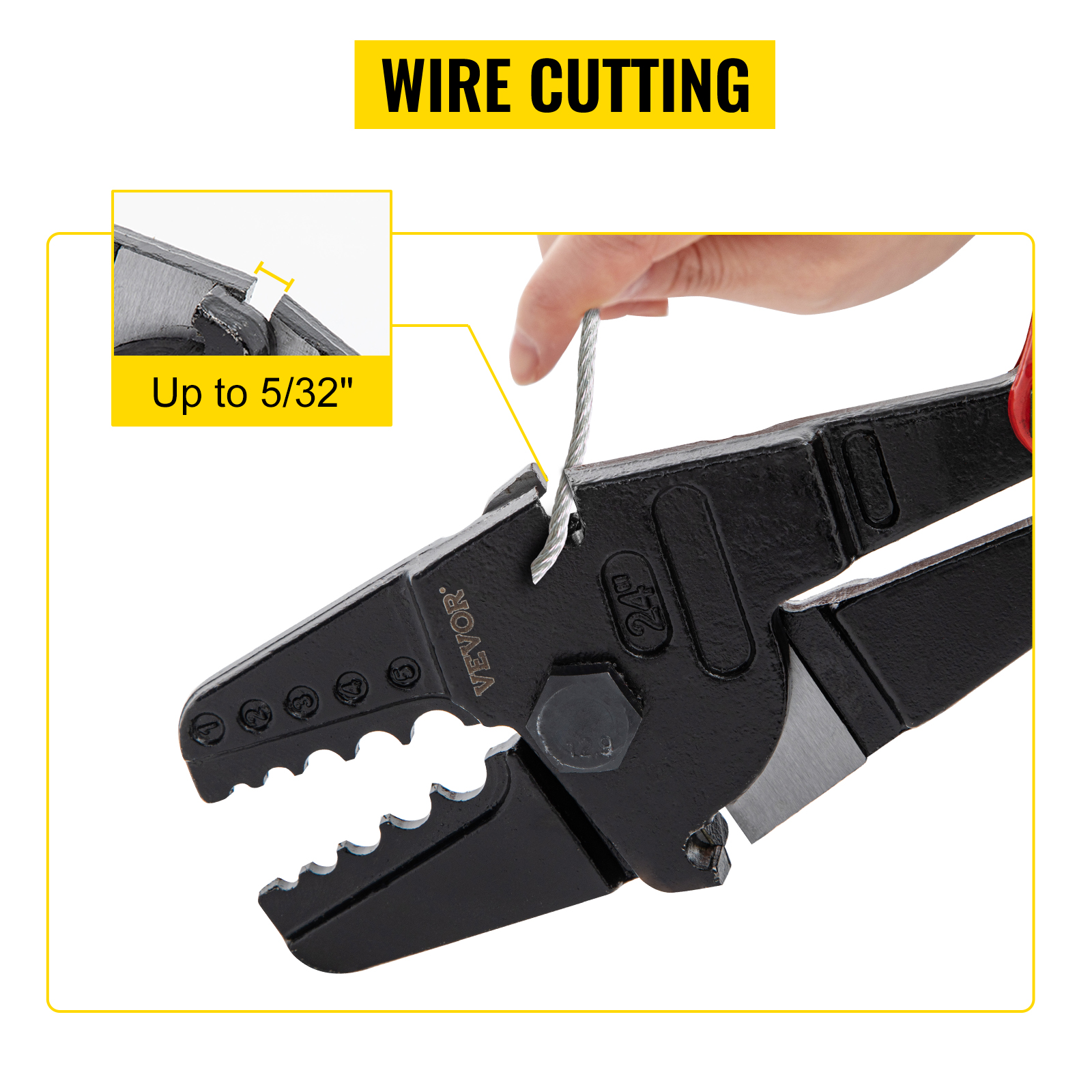 VEVOR hand swager crimper cutting wire up to 5/32".
