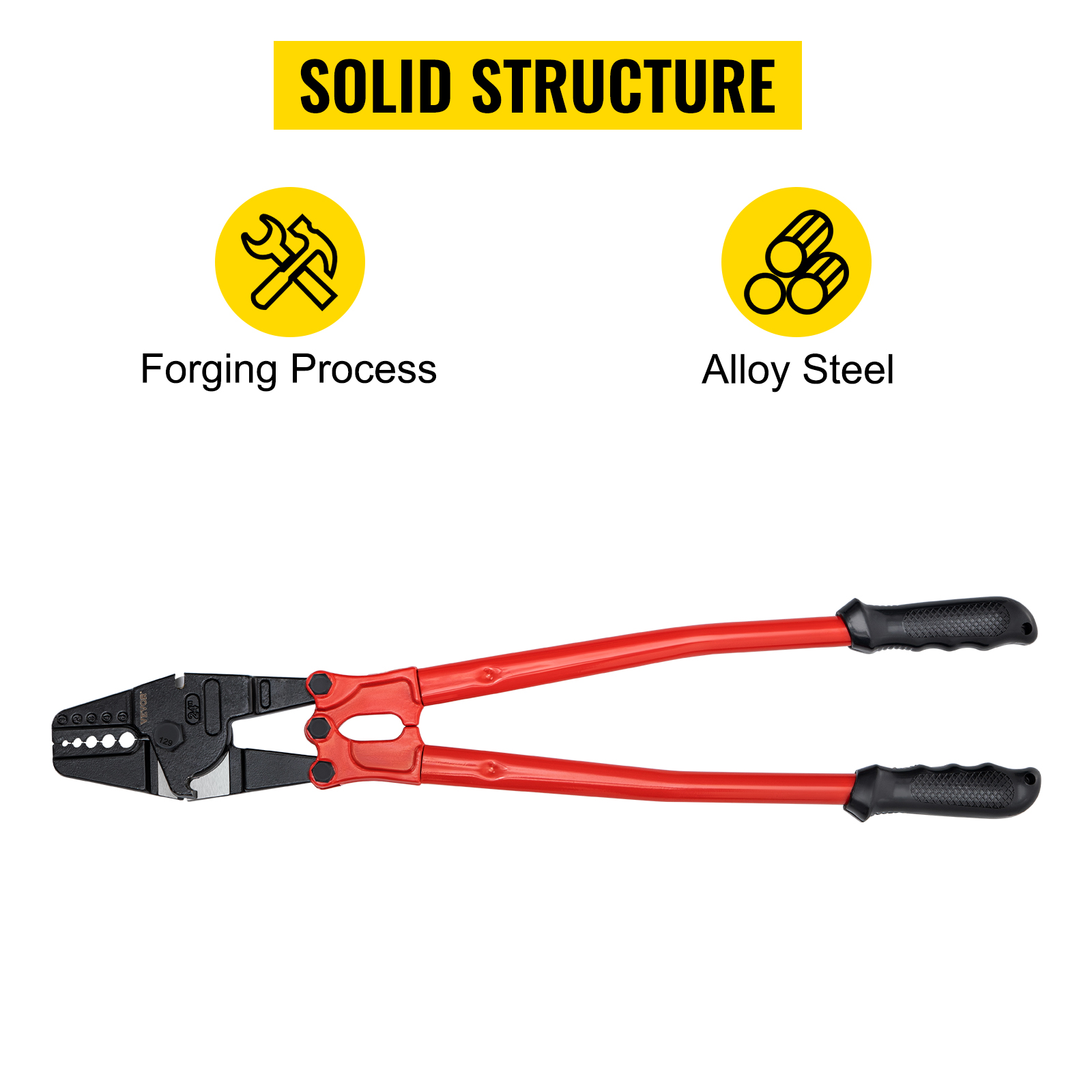 VEVOR hand swager crimper with red handles and solid structure for strong crimping.