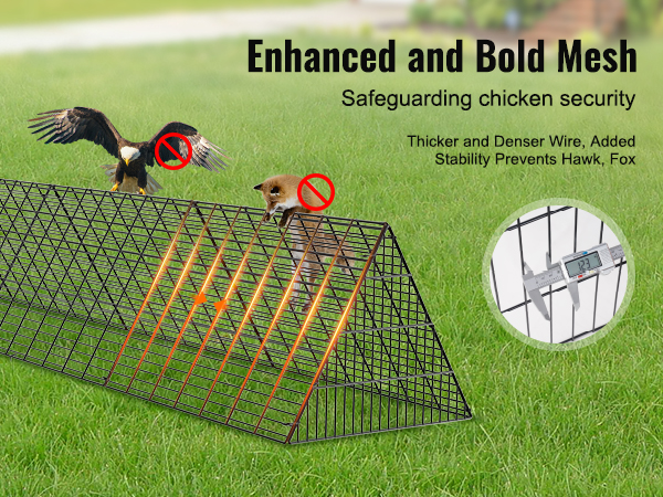 enhanced and bold mesh for VEVOR chicken tunnels prevents hawk and fox intrusion, ensuring chicken security.