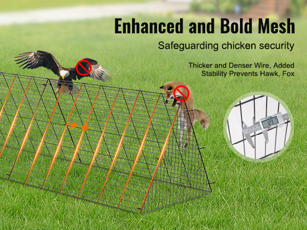 enhanced VEVOR chicken tunnels with bold mesh safeguard chickens from predators like hawks and foxes.